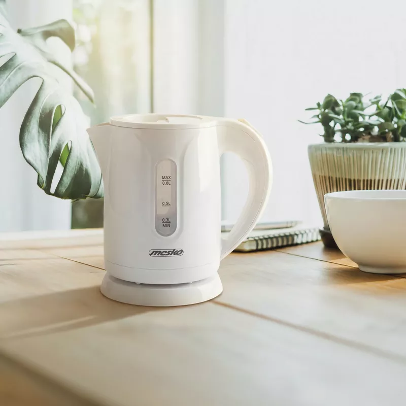 Mesko veekeetja | MS 1376 | Elektriline | 850 W | 0,8 L | Plastik | 360° pöörlev alus | Valge