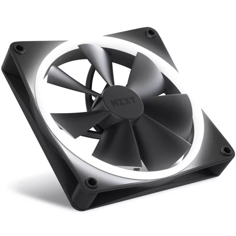 Korpuse ventilaator NZXT F140 RGB 14 cm, must, 500–1800 RPM, Fluid Dynamic Bearing, 4-pin, 18 LED-i