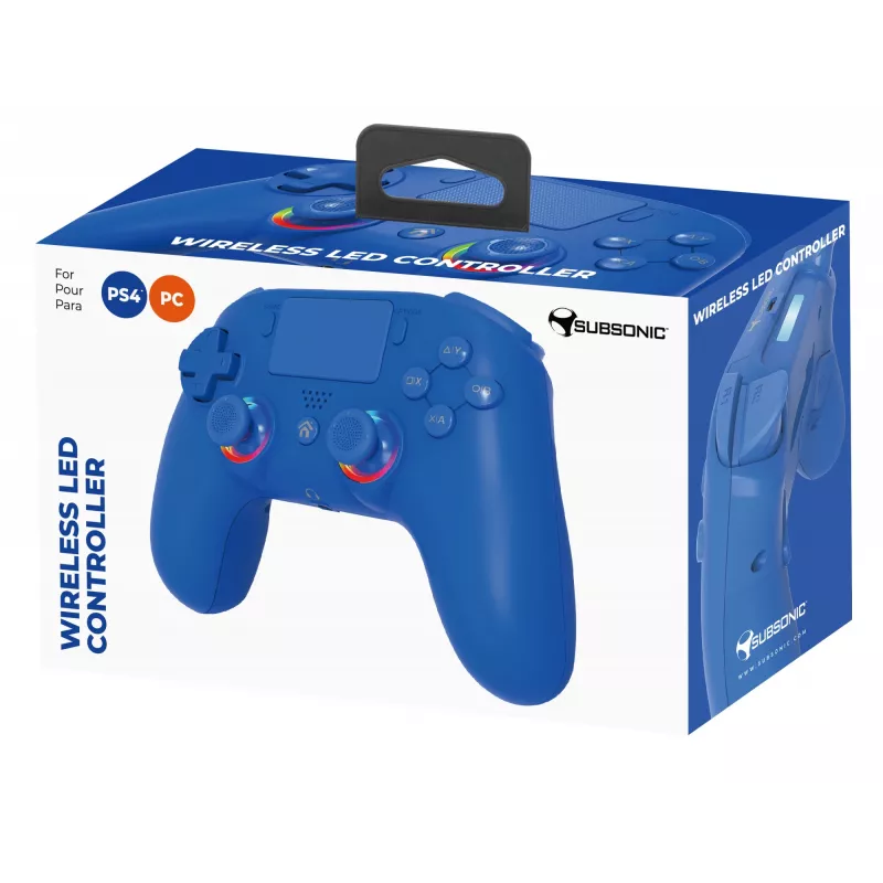 Juhtmevaba LED-kontroller SUBSONIC SA5639-3 PS4-le ja arvutile, sinine juhtmevaba mängupult