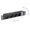 Qoltec alumiiniumist PDU 10'' RACKile | 1U | 16A | 4xPRANTSUSE | 1,8 m