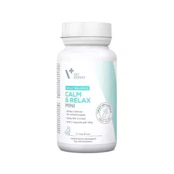 Rahustav toidulisand VETEXPERT Calm&Relax Mini — 30 kapslit väikestele koertele ja kassidele, 100 g, suhkruvaba, gluteenivaba