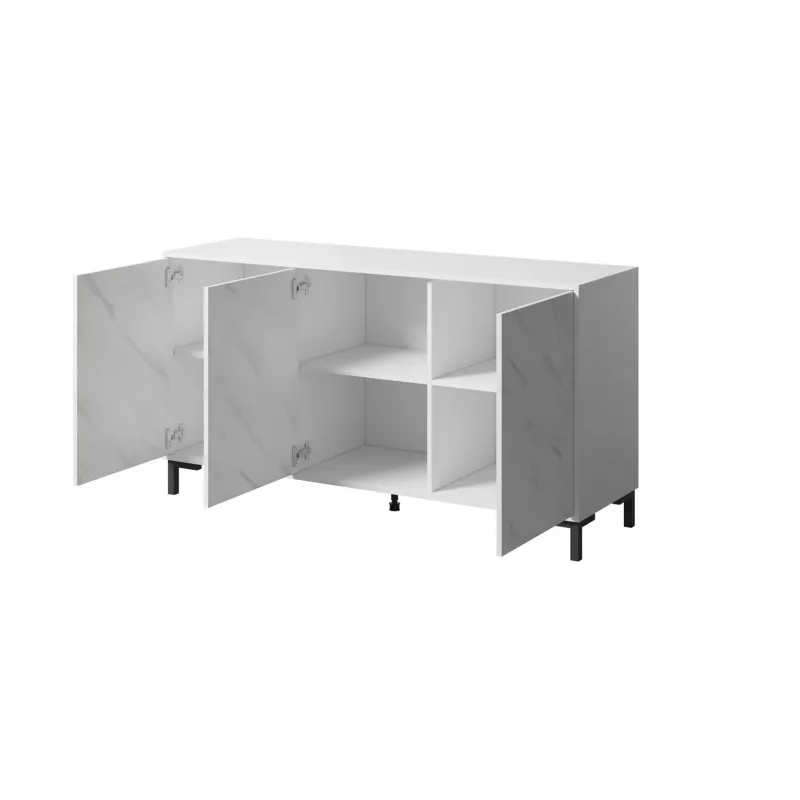 MARMO 3D kummut 150x45x80.5 cm valge matt/marble valge
