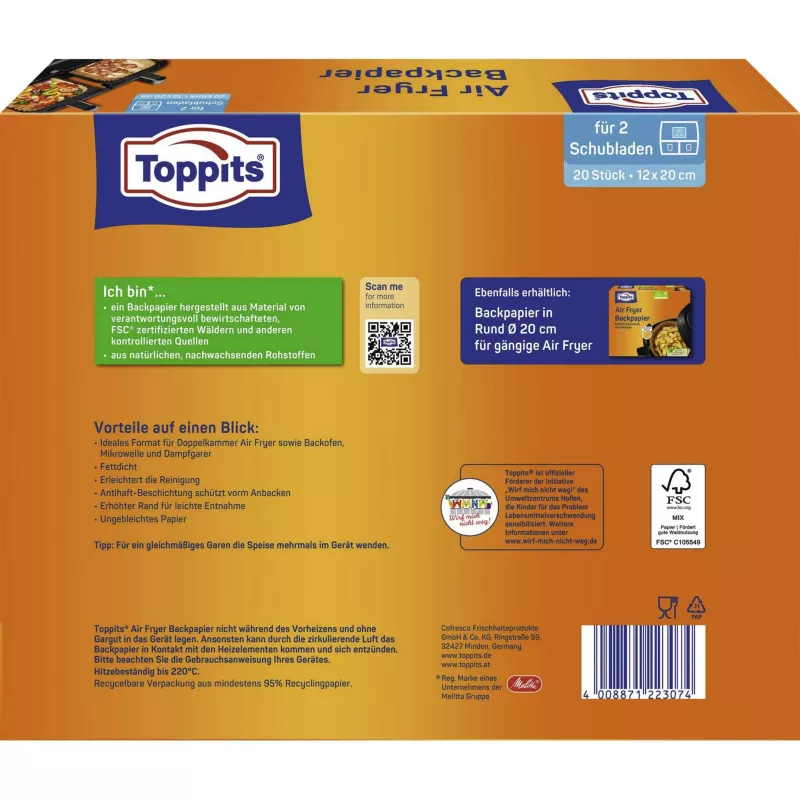 Toppits küpsetuspaber õhufritterile (12x20cm)