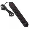 Pistikupesa MACLEAN MCE395 B — 5 pistikupesa, 3×USB, 110–240V AC, 2.1A USB, 2500W, 1.5 m kaabel, must