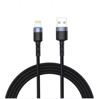 USB- ja Lightning-andmekaabel Tellur 1,2 m nailonpunutisega must