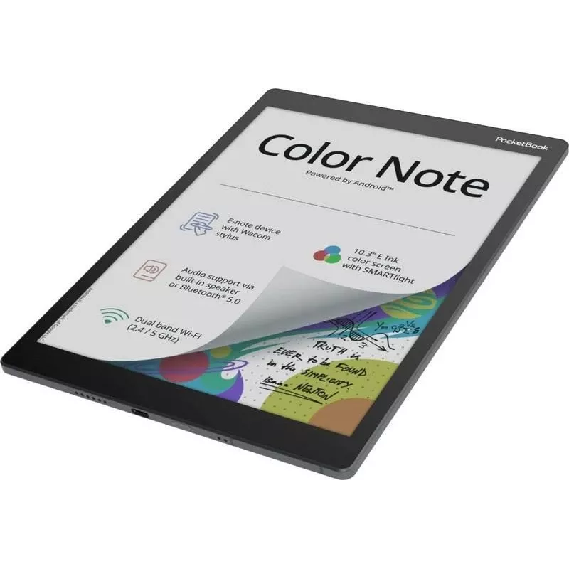 E-raamatulugeja PocketBook Color Note 10.3 tolli E Ink Kaleido, 32 GB, Wi‑Fi, puutetundlik ekraan, Must/Sinine