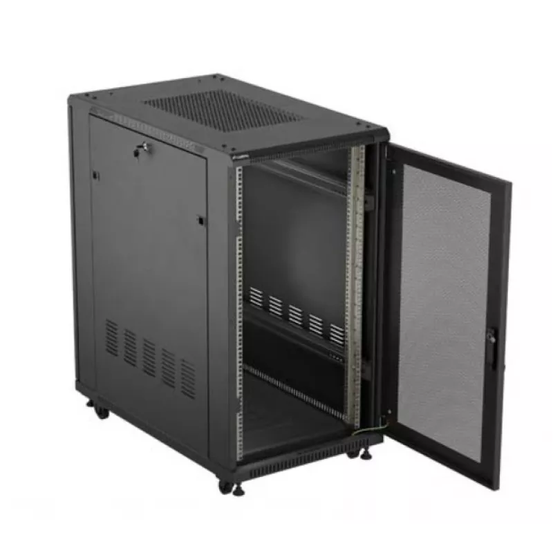 19-tolline riiulikapp LANBERG FF01-6022-23B, 22U, 600×1000 mm, must, perforeeritud uksed