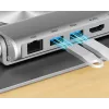 Sülearvuti alus Unitek D1109B01 — alumiiniumist reguleeritav alus eemaldatava USB‑C HDMI 4K PD 100W, 2x USB‑A, RJ‑45, kuni 17-tollistele