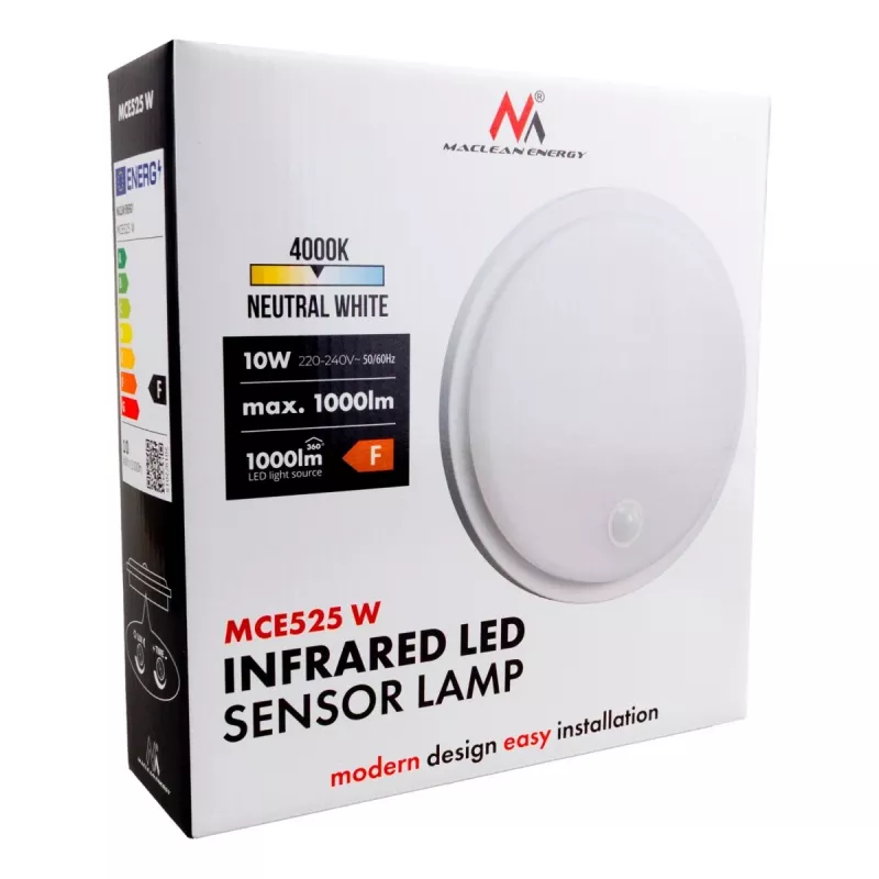 PIR-anduriga LED-lamp MACLEAN MCE525 W — väljas kasutatav liikumisanduriga LED-valgusti