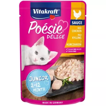 Märg kassitoit Vitakraft Poésie Délice Junior — kana, 85 g kotike, valk 8,5%, rasv 5%, niiskus 84%