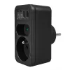 Toitejaotur MACLEAN MCE249 F/B — 2 vahelduvvoolupesa (16A + 6A) koos 2×USB-A ja 2×USB-C PD 20W, EL-pistik, must