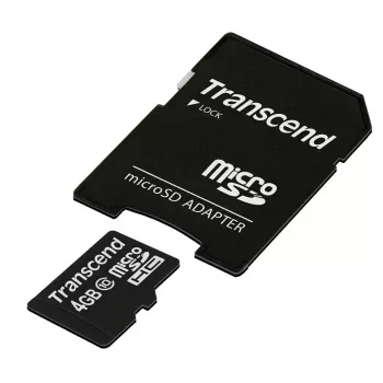 Transcend 4 GB MicroSDHC klass 10 välkmälu koos adapteriga