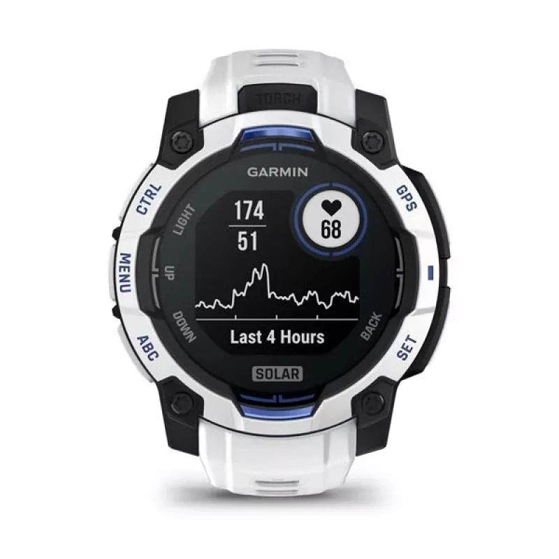 Nutikell GARMIN Instinct 2 45 mm, MIP 0,9 tolli (176×176), GPS, päikeseenergia, silikoonrihm sinine/valge