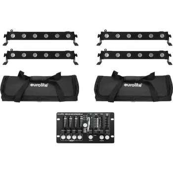 EUROLITE LED Bar Set 4x LED BAR-6 QCL RGBW koos 2 pehme koti ja kontrolleriga