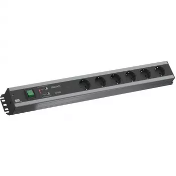 Toitejaotusseade Bachmann 300.012, PDU Basic, 6 vahelduvvoolupesa, 2U, 2 m kaabel, Must/Hall