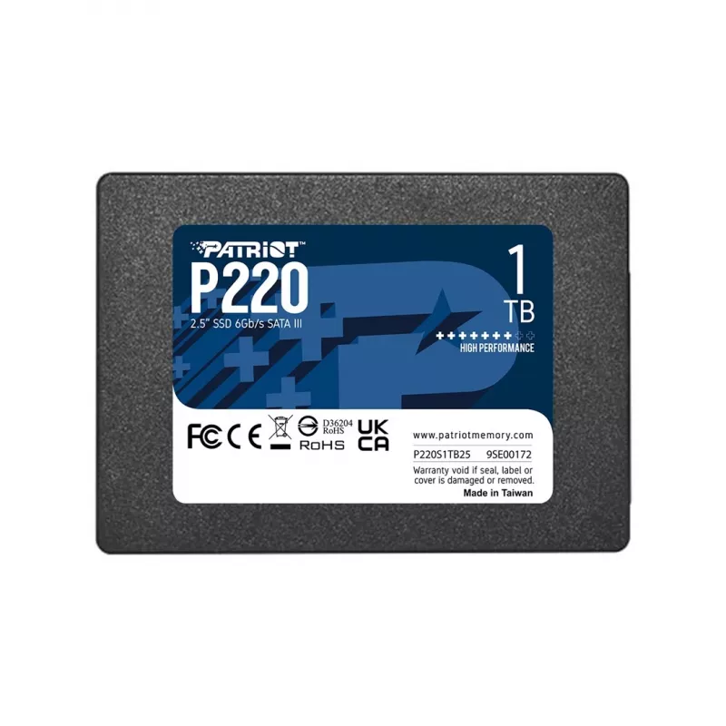 2,5-tolline SATA III SSD PATRIOT P220 1 TB — 550/500 MB/s, 50k IOPS, 7 mm