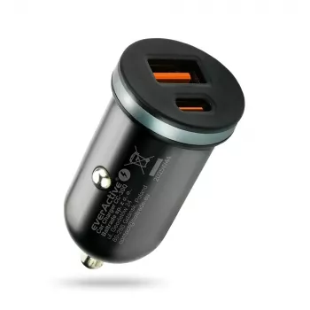 Autolaadija everActive CC-30Q QC3.0 35W — 1x USB-A, 1x USB-C, kiirlaadimine