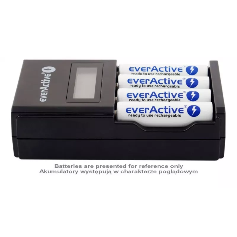 Akulaadija everActive NC450B — 4-elemendiline AAA-laadija, 110/230 V vahelduvvool, must