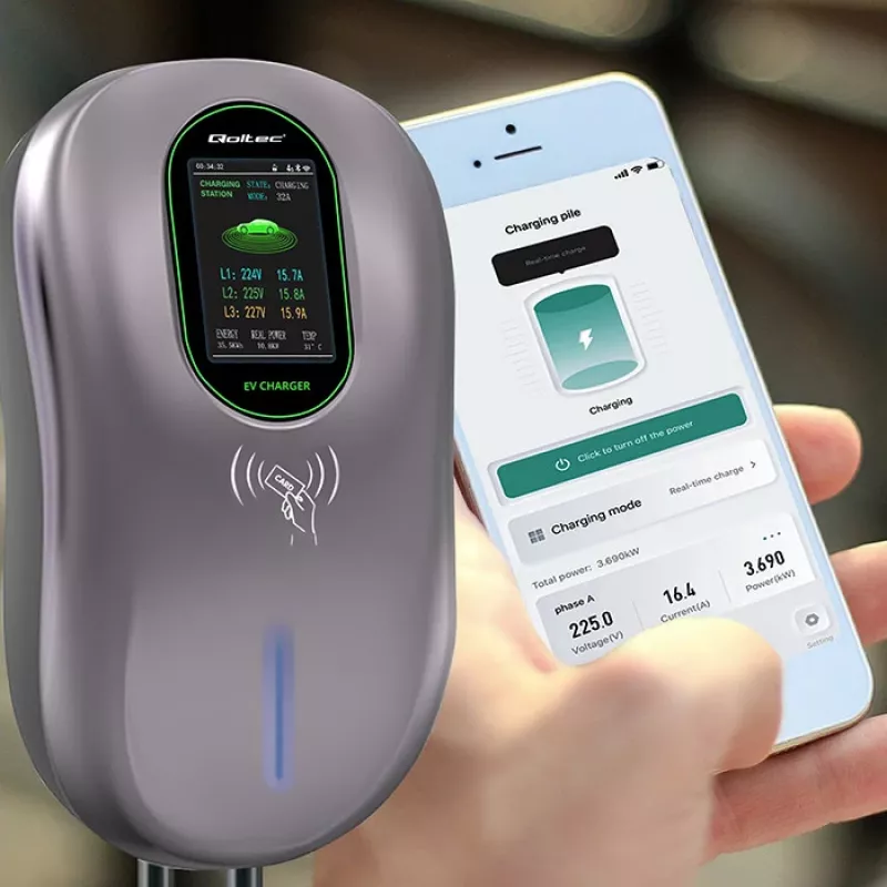 EV laadimisjaam QOLTEC 52430 22 kW Wi-Fi RFID 3‑faasiline, 32 A, Type 2, IP54