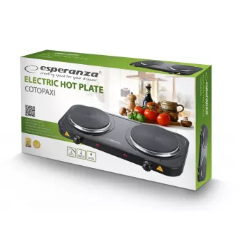 Lauapealne elektripliit ESPERANZA EKH010K — 2-tsooniline must, 155 mm, 2000 W, pöördnupud