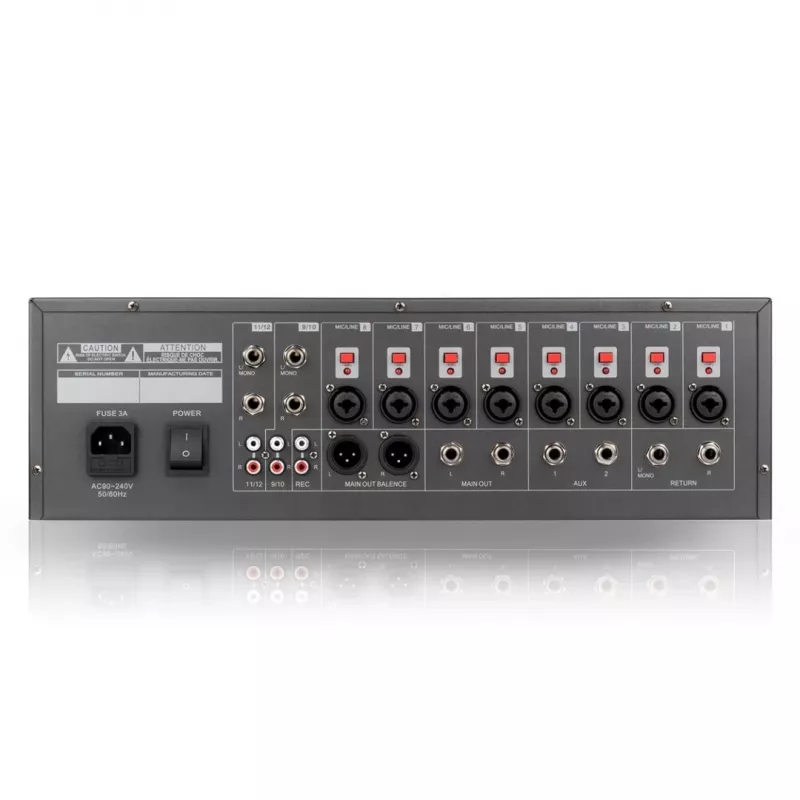 RM12 FX - Analoogmikser Bluetoothi, DSP, EQ, MP3, Phantomtoitega, 12 kanalit
