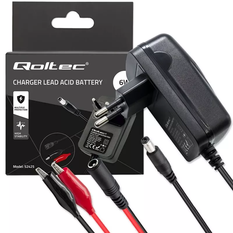 Akulaadija QOLTEC Charger AGM GEL STD 6V 1A 6 V pliiakudele, AGM- ja geelakudele