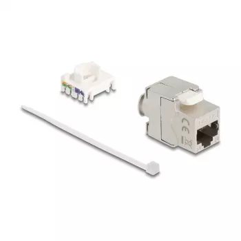 Keystone-moodul DELOCK 90723 — lame RJ-45 pesa, hõbe/valge, 16×28,5×22,6 mm