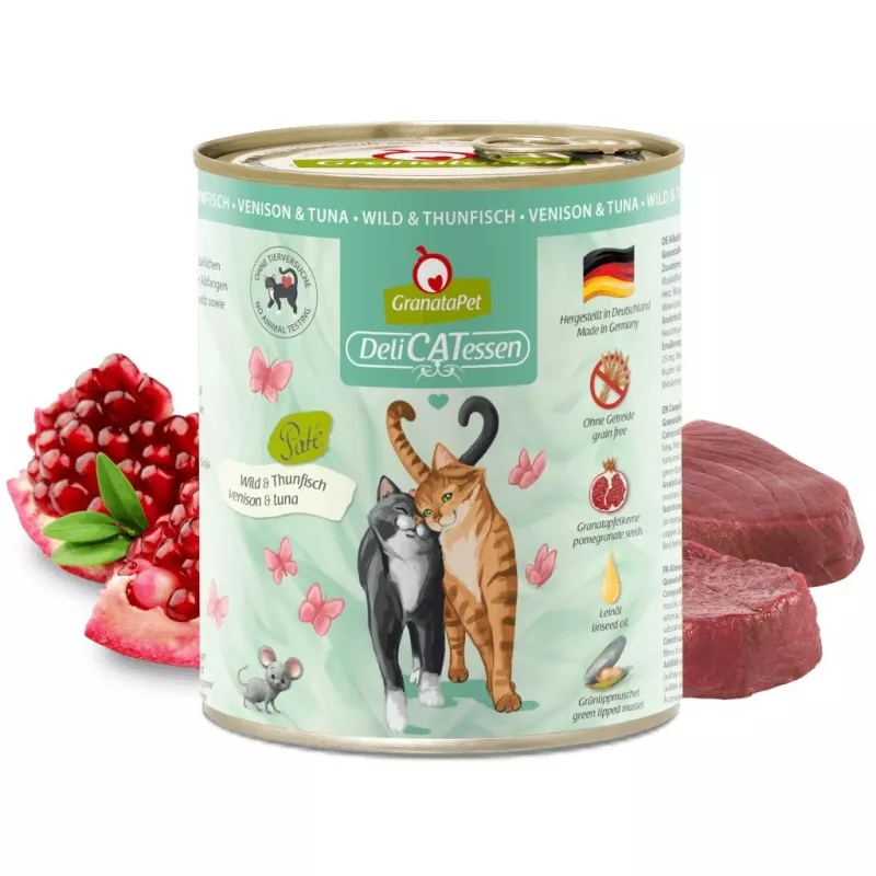 Märg kassitoit Fox4Pets DeliCATessen Ulukiliha ja Tuunikala 800 g — hirveliha ja tuunikala, täiskasvanule, täisväärtuslik toit, gluteeni- ja sojavaba