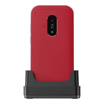 Funktsioonitelefon Doro Leva E22 karpkujuline, 2,8-tolline (7,11 cm) ekraan, üks SIM, 0,3 MP kaamera, 1150 mAh, 127,8 g, punane/valge