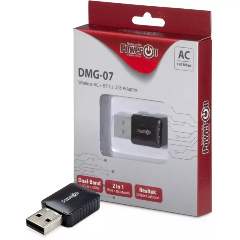 Inter-Tech DMG-07 - Juhtmevaba - USB - Wi-Fi / Bluetooth - Wi-Fi 5 (802.11ac) - 650 Mbit/s - Must (88888146)