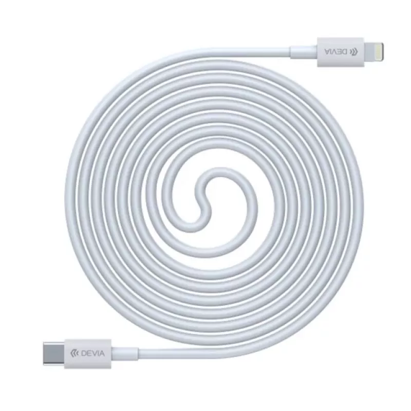 USB-C to Lightning kaabel Devia Smart Series PD 18W — valge, MFi sertifitseeritud