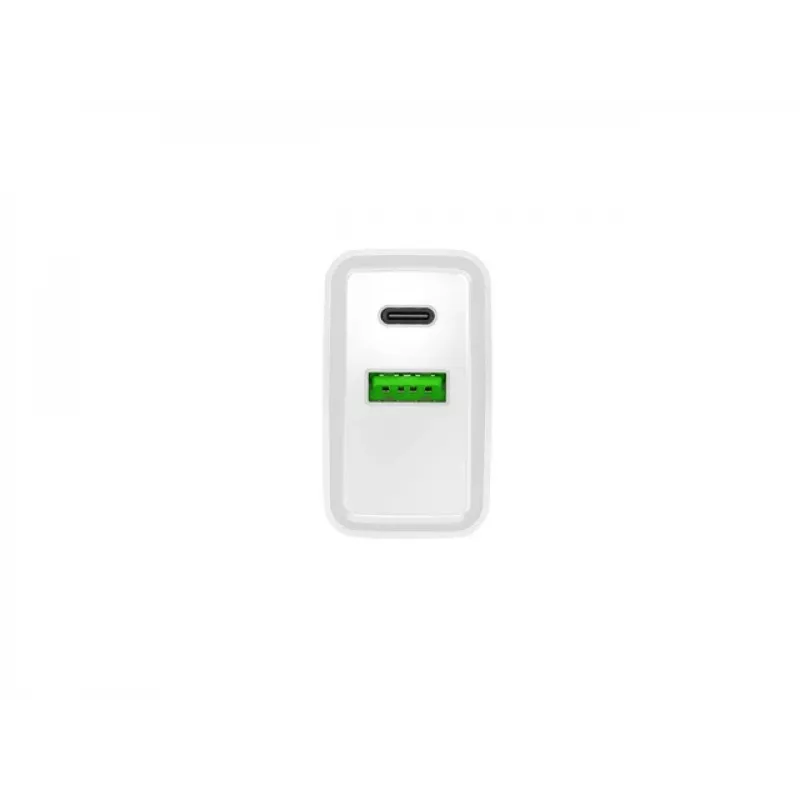 Sisetingimustes vahelduvvoolu kiirlaadija NATEC RIBERA 12V 20W USB-C PD 3.0 + USB-A Samsung AFC valge