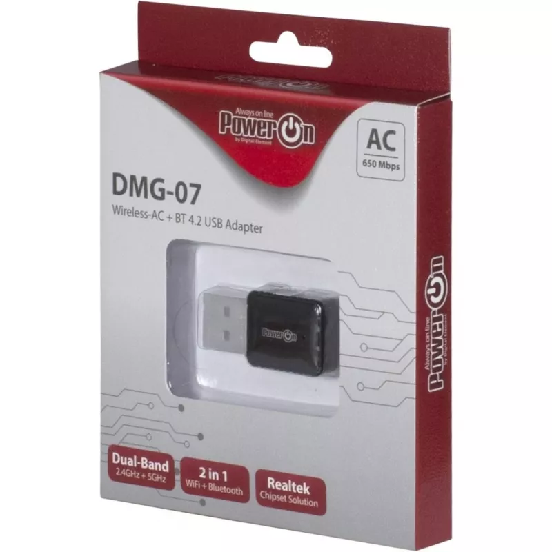 Inter-Tech DMG-07 - Juhtmevaba - USB - Wi-Fi / Bluetooth - Wi-Fi 5 (802.11ac) - 650 Mbit/s - Must (88888146)