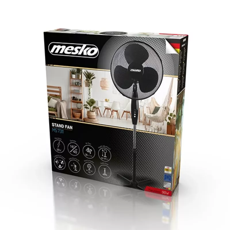 Mesko | Ventilaator | MS 7311 | Põrandaventilaator | Must | Läbimõõt 40 cm | Kiiruste arv 3 | Pöörlemine | 45 W