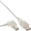 Microconnect USBAB5ANGLED-L USB-kaabel USB 2.0 5 m USB A USB B Valge