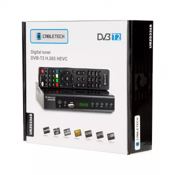 Digitaalteleviisori vastuvõtja Cabletech URZ0336C DVB-T/T2 H.265 maapealne tuuner, 470–862 MHz, 1 tuuner, HDMI, USB, SCART