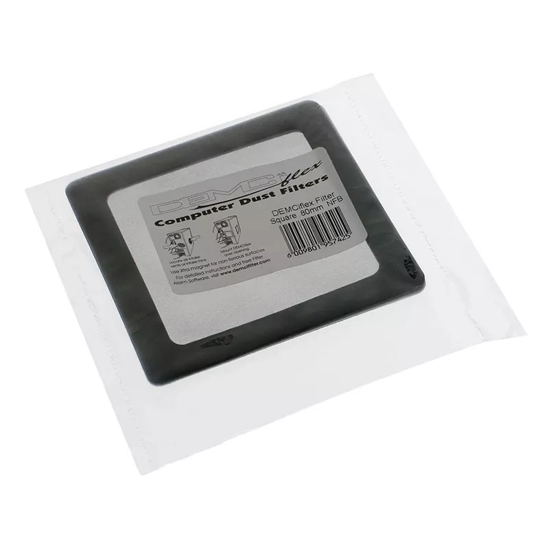 Tolmufilter DEMCiflex DF0002 80 mm ventilaatorile, must, 105,3 × 105,3 mm