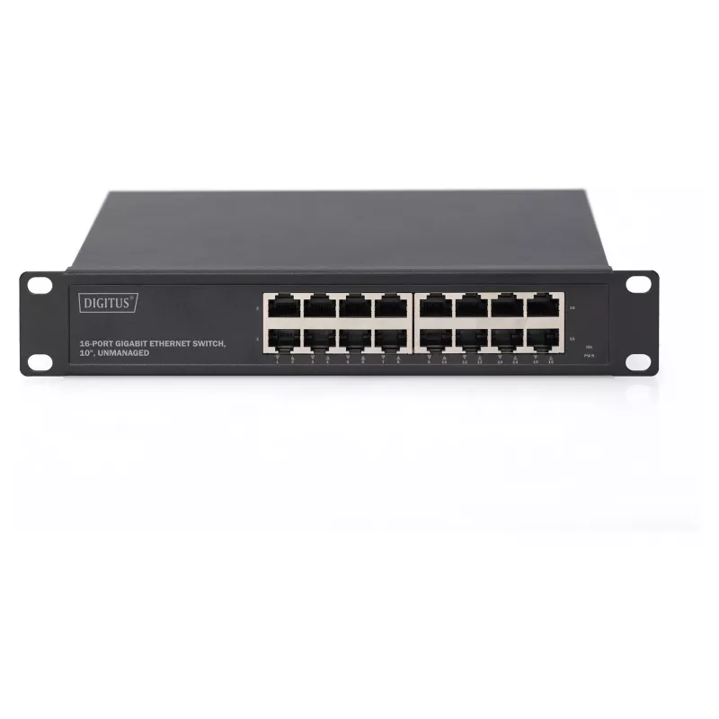 Võrgukommutaator DIGITUS 10-tolline Gigabit Ethernet 16-pordine haldamata (riiulimoodul)