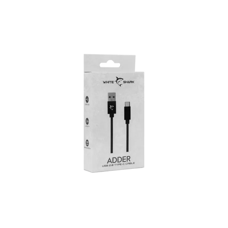 USB-USB-C kaabel White Shark Adder 2 m — laadimis- ja andmeedastuskaabel, valge