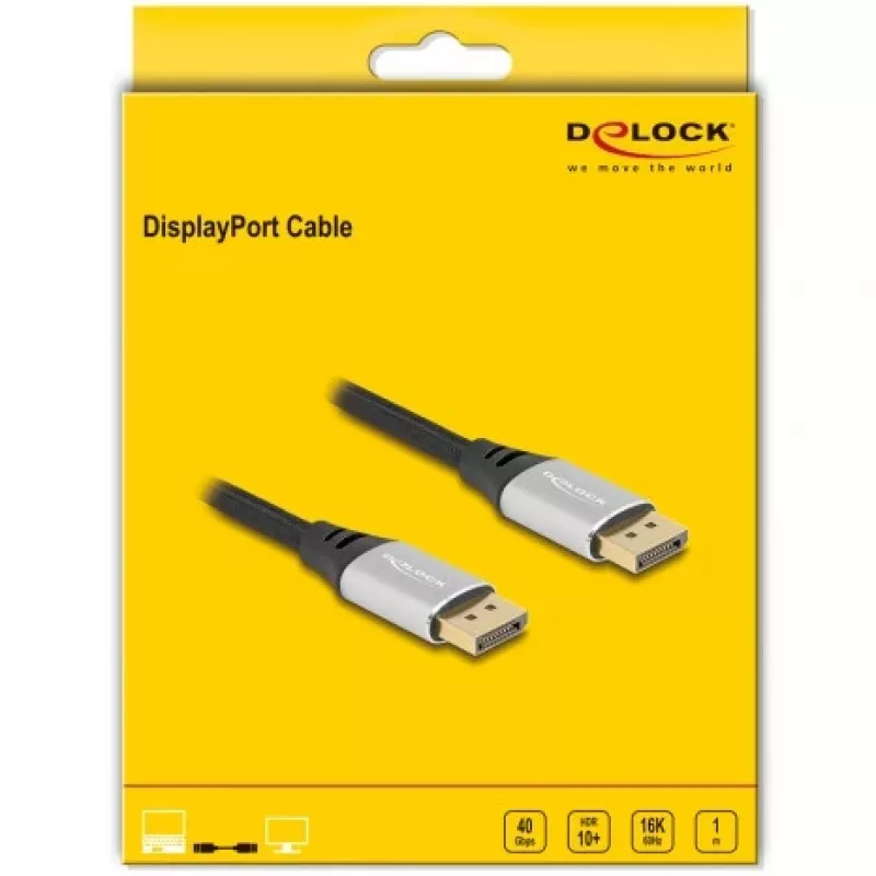 DeLOCK DisplayPort-kaabel 16K 60 Hz 1 m hõbedane metall