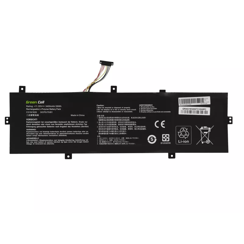 Aku roheline Cell AS163 ASUS ZenBook UX430 seeriale
