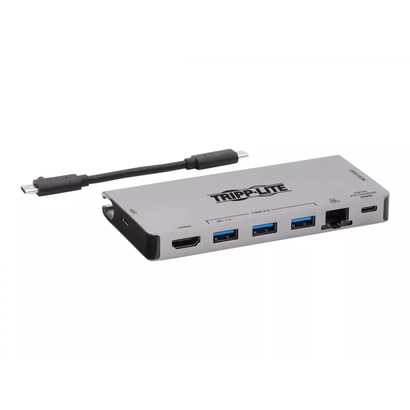 USB-C dokk - 4K HDMI, USB 3.2 Gen 1, USB-A jaotur, GbE, mälukaart, 100W PD laadimine, eemaldatav kaabel U442-DOCK5D-GY