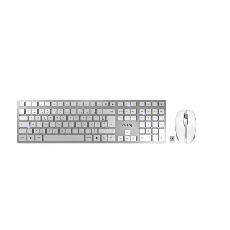 CHERRY DW 9100 õhuke klaviatuur, hiir kaasas, universaalne RF-juhtmevaba + Bluetooth, AZERTY, prantsuse, hõbedane