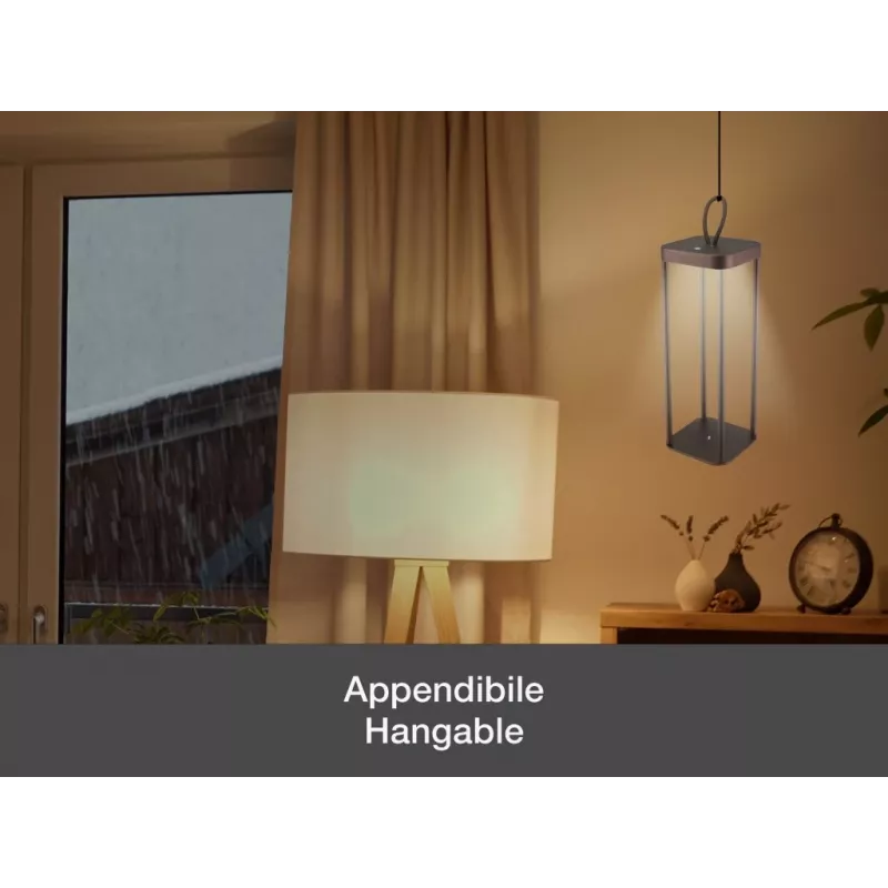 Laetav latern Beper P207ILI102 Corteni viimistlusega, kaasaskantav akutoitel lamp