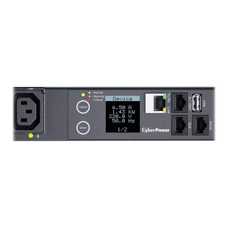 CyberPower PDU41005 toitejaotusseade (PDU) 8 vahelduvvoolu pistikupesa 1U Must