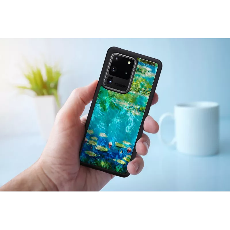 Kaitsev telefoniümbris iKins Samsung Galaxy S20 Ultra jaoks — musta vesisinilille trükiga