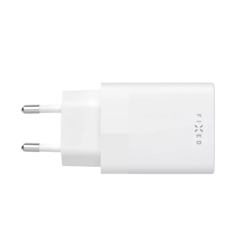 USB-C reisilaadija FIXED FIXC30N-C-WH — 30W kompaktne USB-C toiteadapter, ühe pordiga kiirlaadimine