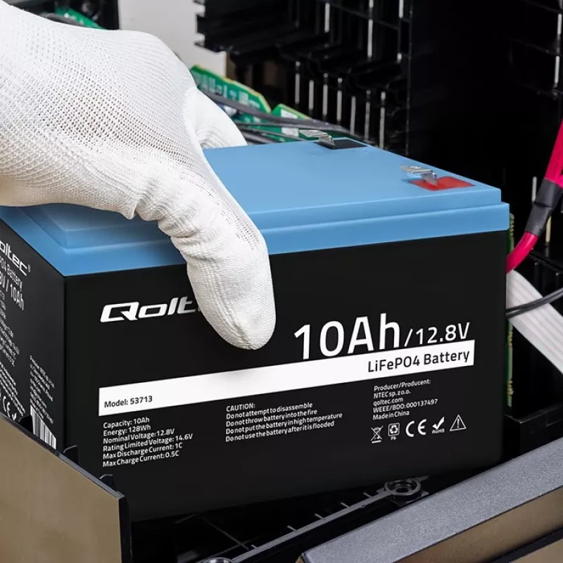 Laetav LiFePO4 aku QOLTEC 10Ah 12.8V 128Wh sisseehitatud BMS-iga