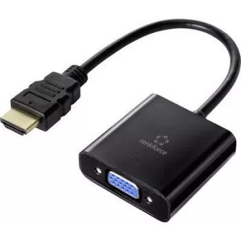 Renkforce RF-4531578 kaabliadapter HDMI VGA - 3,5 mm must (RF-4531578)