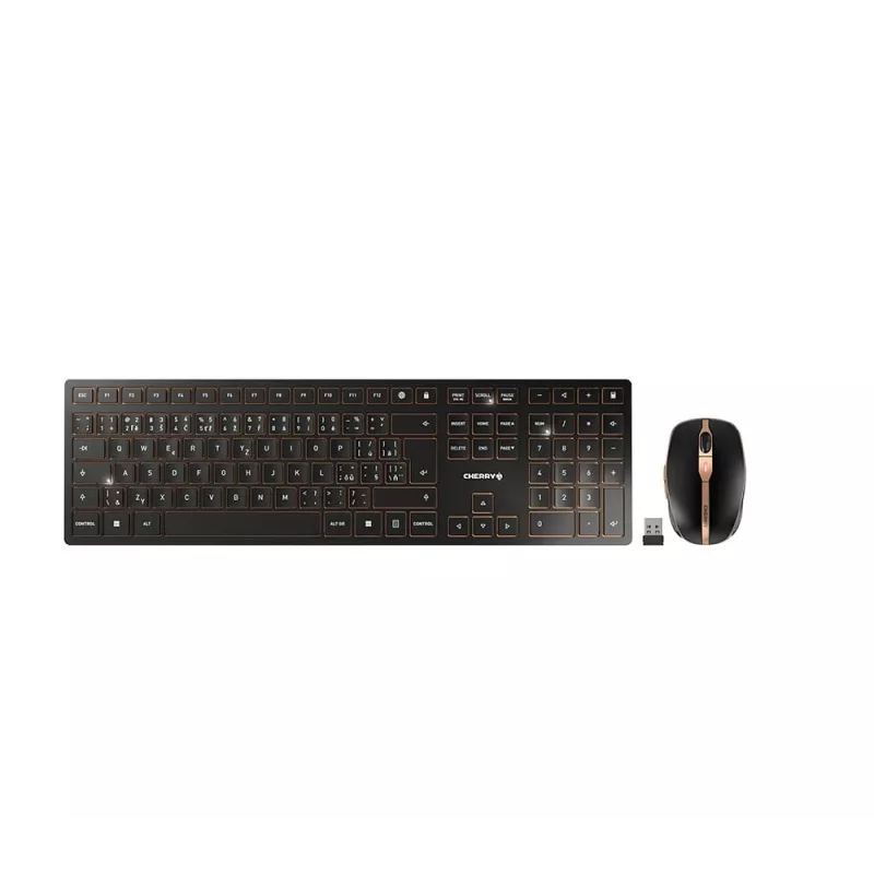 CHERRY DW 9100 SLIM klaviatuur Hiir kaasas Universaalne RF Juhtmevaba + Bluetooth Tšehhi, Slovaki Must